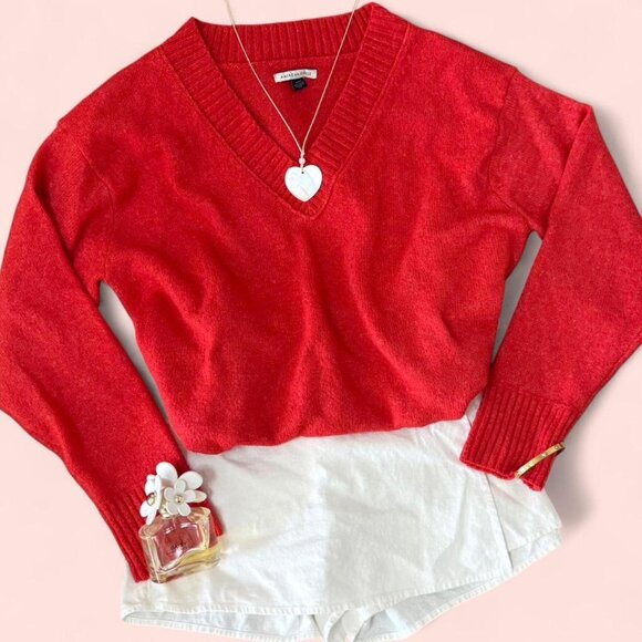 Preppy oversized v-neck sweater - Picture 2 of 6